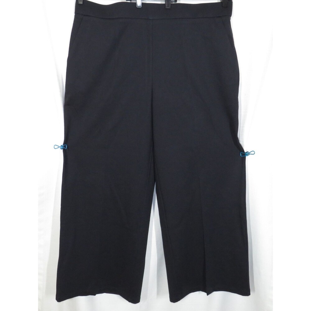 OGL Ponte-De-Roma High Rise Wide Leg Trouser with Pockets Navy Size 2XL - Picture 2 of 8